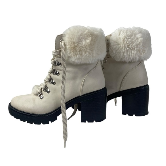 ESPRIT 7.5 winter platform boots with chunky heel, winter white fur trim - Picture 1 of 7